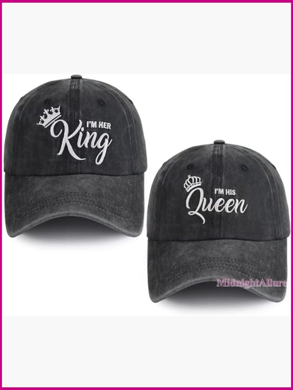 Matching King Queen Couple Hats Adjustable Cotton Baseball Cap Wedding Gift
